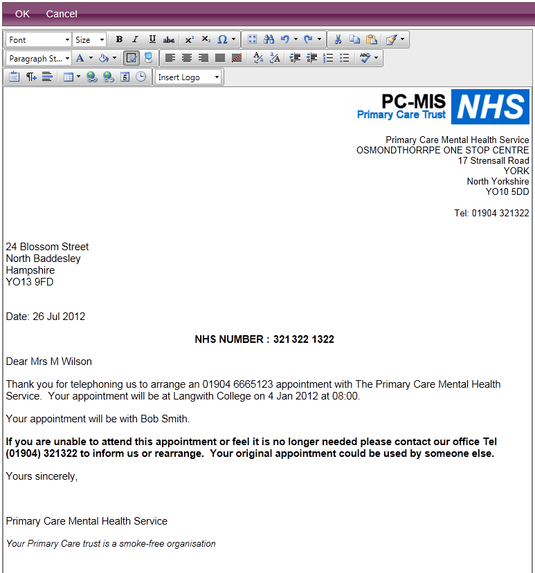 Fake nhs discharge letter template